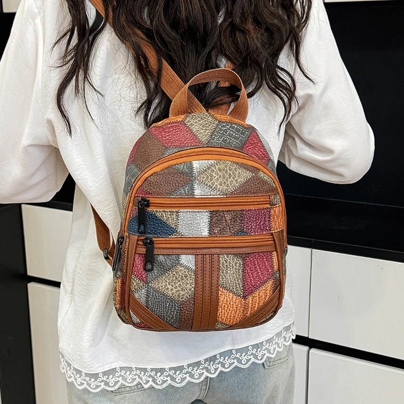 Fashion Backpack Women - Zaino da donna con design patchwork